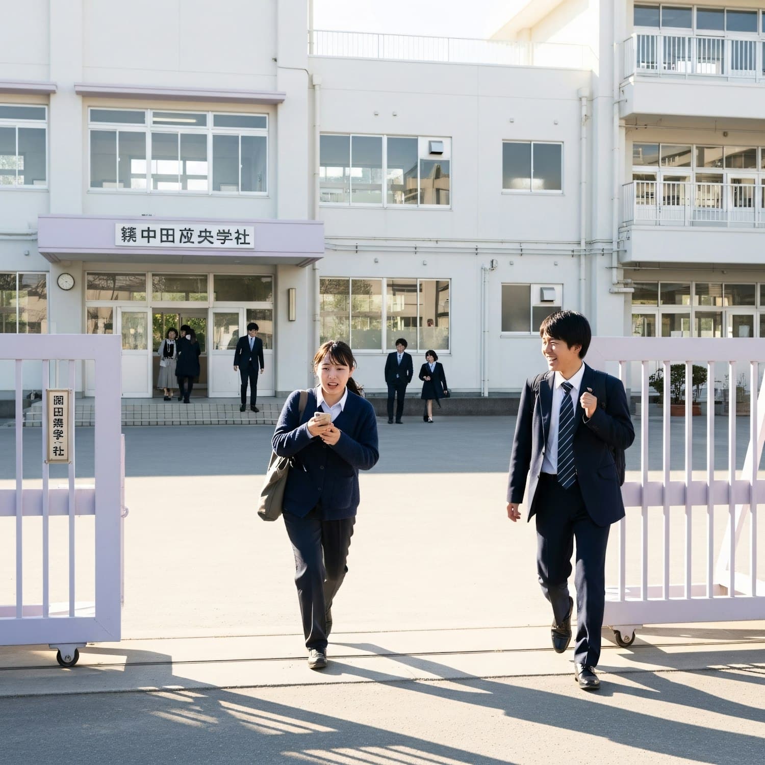 Students outside a school building